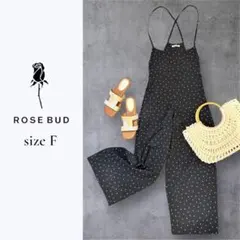 ROSE BUD ドット柄キャミサロペット F 黒 裏地あり　オールインワン