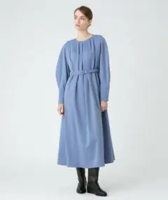 アルアバイル ミリオールベロア Vネック コート ブルー サックス 