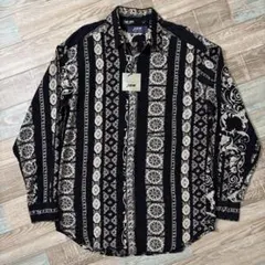 ITALY製 JUN MEN INPORT ジュン 柄シャツ レーヨン 黒のサムネイル