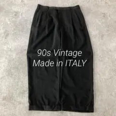 90s イタリア製 ワイド 2タックスラックス W34 黒 ユーロヴィンテージ