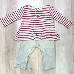 【ベルメゾン】GITA 赤白ボーダー ロンパース カバーオール 80cm