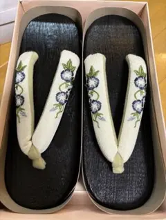 浴衣用 レディース 下駄　朝顔の刺繍