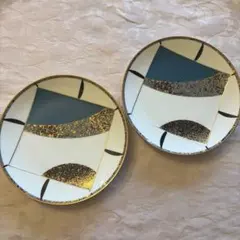 Noritake 幾何学模様 プレート　丸皿　2枚セット　ノリタケ