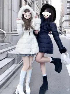 ベルト付きファーAラインダウンコート[kd79]のサムネイル