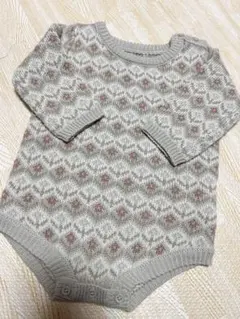 mamarakuニット花柄ロンパース