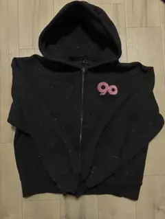 9090 90 Logo Glitter Light Zip Hoodie