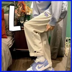 ワイドパンツ ボトムス コーデュロイ ルーズパンツ パンツ ベージュ L