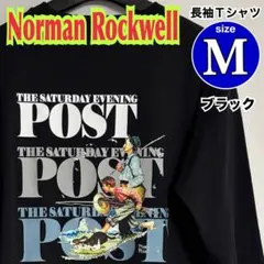 【新品】NormanRockwell 釣り人　長袖Tシャツ　ブラック　Ⓜ️のサムネイル