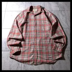 90s Eddie Bauer リネン コットン チェックシャツ 白タグ M