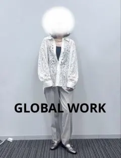 GLOBAL WORK 総レースブラウス 長袖 シアーシャツ 羽織り 美品 春夏