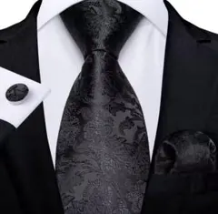 【3点セット】ネクタイペイズリーストライプ結婚式入学式入園式黒ブラック