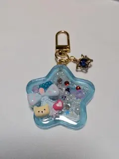 #194 パープル水色 星型 シャカシャカ シェイカーキーホルダー