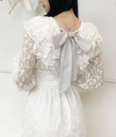 dazzlin ダズリン バックリボンティアードコンビワンピース（オフ