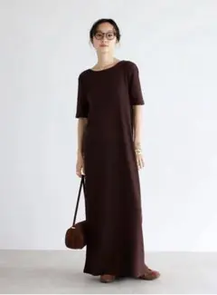 BONJOUR SAGAN接触冷感前後2WAYリブカットワンピース BROWN