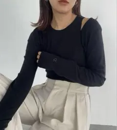 CAPRICIEUX LE'MAGE ソフトタッチ2セットTシャツ ブラックのサムネイル