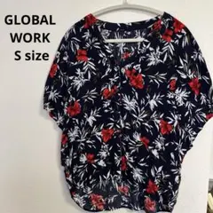 GLOBAL WORK 花柄ブラウス　フレンチスリーブ　　半袖