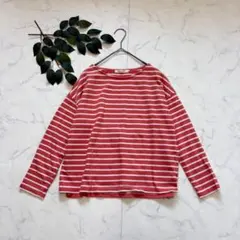 8746✾ショコラフィネローブ✾ボーダーカットソー【M】綿100/ピンク/長袖