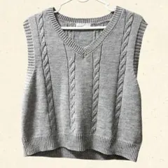 しまむら Helm Vネック ニット ベスト Mサイズ グレー