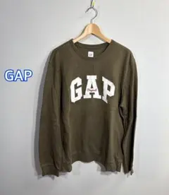 ◾️GAP ギャップ◾️オリーブ色 ロゴプリント スウェットトレーナー:L