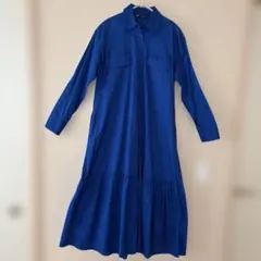 ZARA ロングシャツワンピース 長袖 ブルー サイズXS
