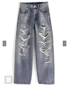 GRL デニム ヘビークラッシュストレートデニムパンツ[cu455]