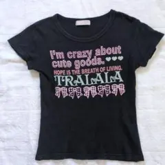 TRALALA 半袖Tシャツ ブラック ロゴ リボンY2Kのサムネイル