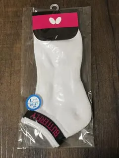 Butterfly レバリス・ソックス Lサイズ ホワイト×ブラック