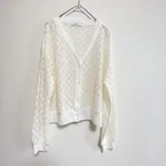 【極美品】relume レリューム（F）長袖 カーディガン 透け Vネック 総柄