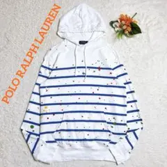 美品/ポロラルフローレン　ペイントパーカー　ボーダー　フーディ　ポニー刺繍