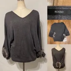 イリエデザイン　ROSSO ロッソ　カシミヤ混　ドルマン ニット　ファー付きのサムネイル