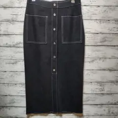 ZARA　フェイクスエード フロントボタン飾りロングタイトスカート M相当