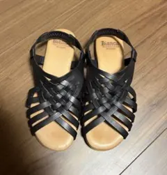 Bianca レザー メッシュ サンダル ブラック