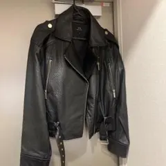 Armani Exchange ブラック レザーライダースジャケット XS