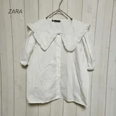 ザラ ZARA セーラーカラー ビックカラーシャツ S ホワイトのサムネイル