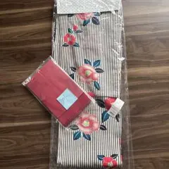 浴衣・帯セット ストライプ 花柄