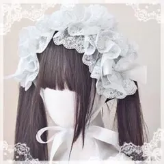 ♡ Bloom lace フリルレースリボンヘッドドレス l blue ♡