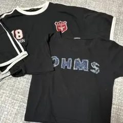 半袖黒短丈Tシャツ2枚セット