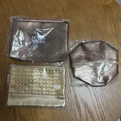 金色のポーチ3点セット　新品未使用品　ゴールド小物入れ HOLIKAHOLIKA