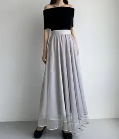 ルレエ　Louere 裾パイピングチュールフレアスカート【ペチスカートセット】