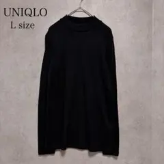 ユニクロ リブニット L ブラック タートルネック レディース シンプル 定番