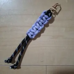 パラコード ストラップ キーホルダー パープル ブラック