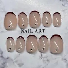 010♡ヌードピンク 赤フレンチネイル 付属品付き