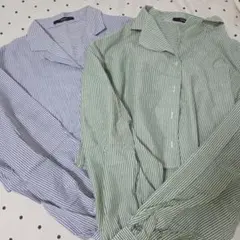 シャツブラウスセット ブルー、グリーン 夏服のサムネイル