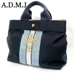 A.D.M.J トートバッグ　刺繍 スパンコール ハンド キャンバスのサムネイル
