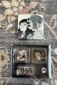 鬼滅の刃 ダイニング お楽しみくじ 缶バッジ カード 錆兎 真菰 炭治郎