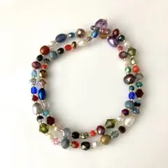 テグスで作ったいろいろビーズのカラフルネックレス⑤
