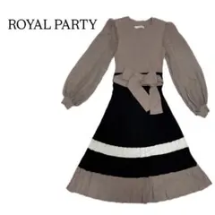 ROYAL PARTY リボン付きニットワンピース　シアー