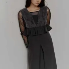 ANDRESD （アンドレスド） ボリュームチュールペプラムドレス シアー