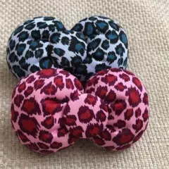 可愛い♡ピンク&ブルーヒョウ柄セット！♡コメントで二個450円に！丸型リボンゴム