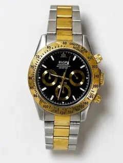 エルジンELGIN FK-1059クロノグラフメンズ腕時計 ブラック×ゴールドのサムネイル
